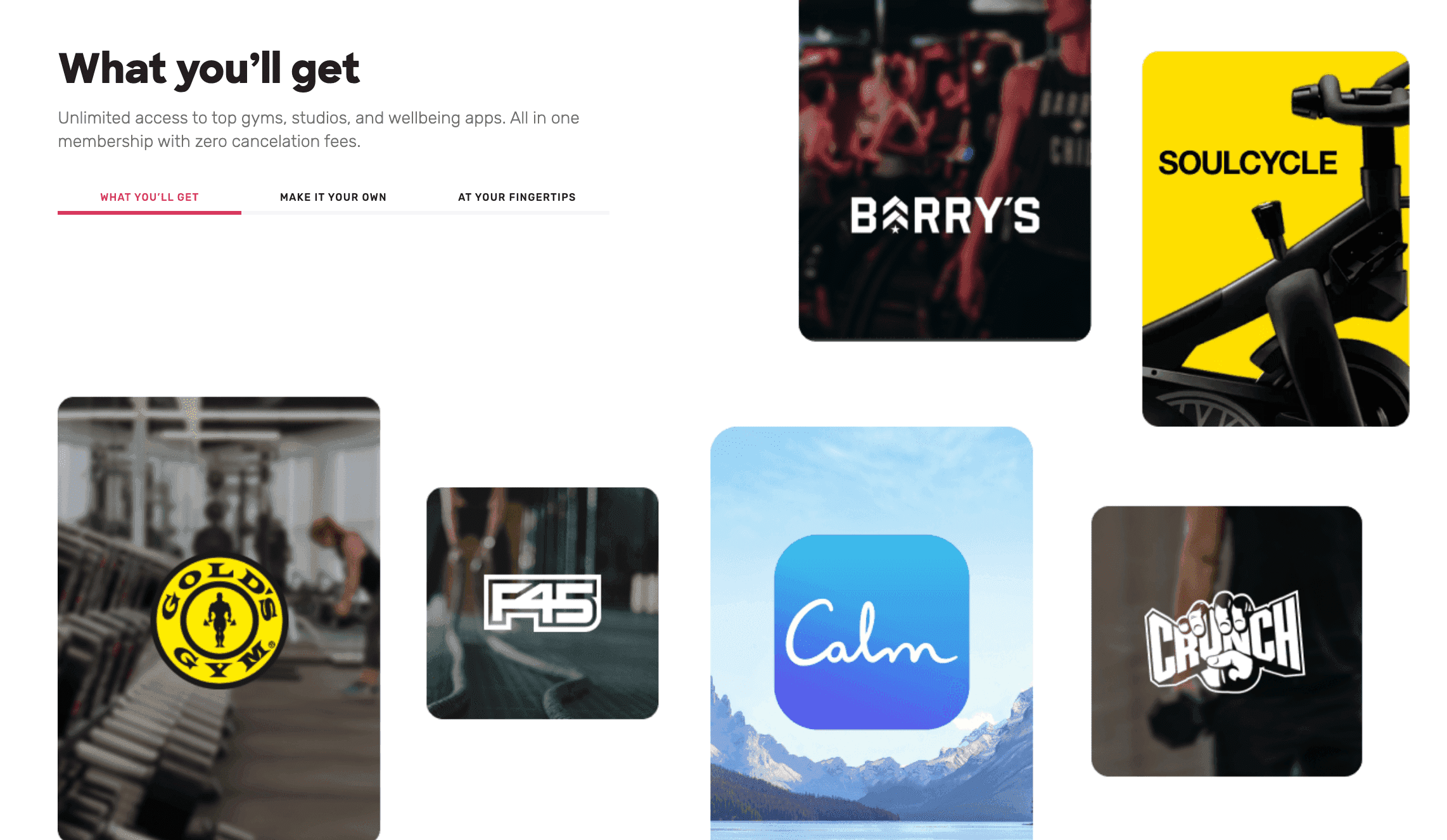 Brands included with Gympass