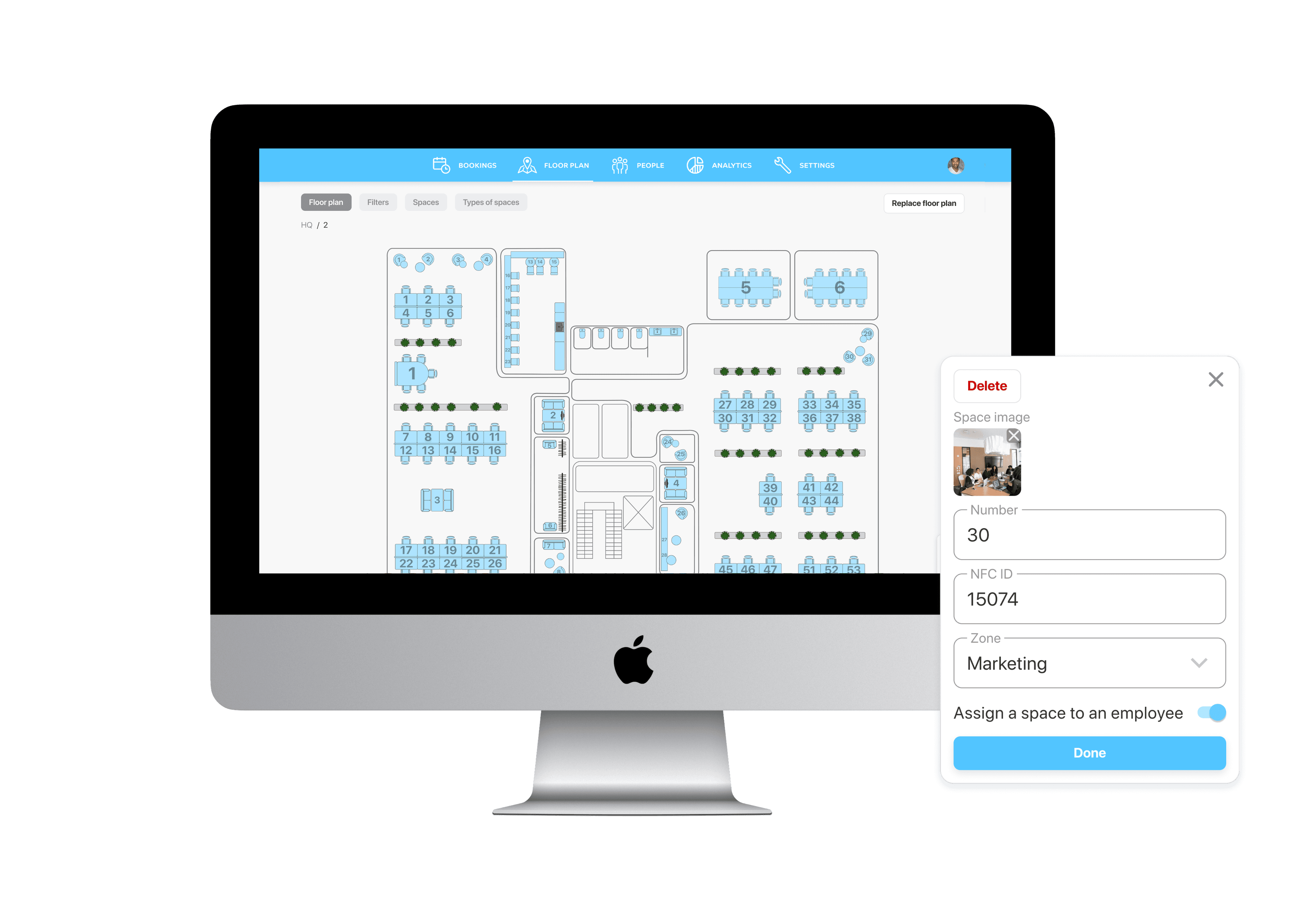 Make sure that any office layout changes you make in response to employee needs are reflected in your system with our intuitive floor plan editing.