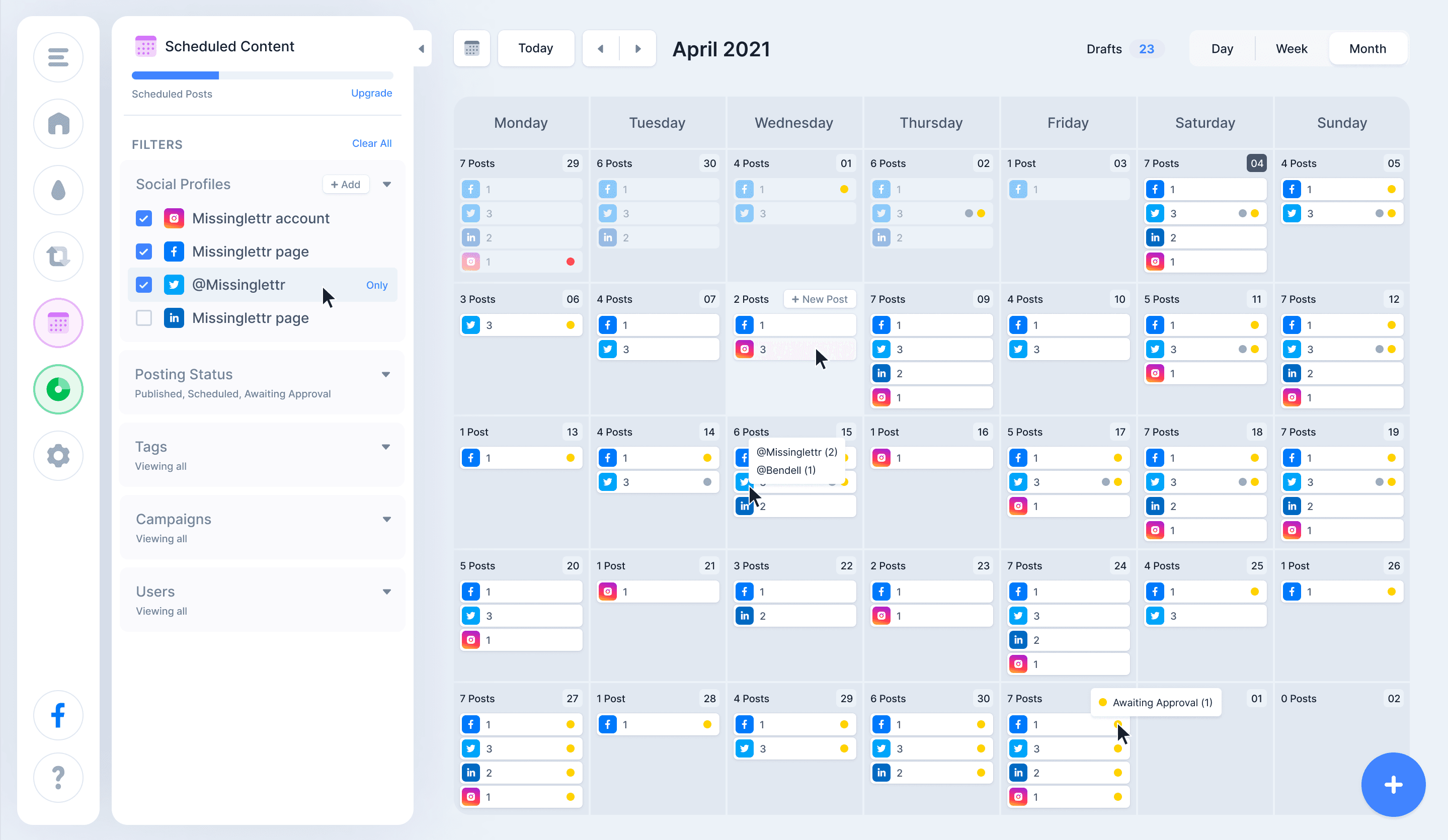 Schedule social media posts