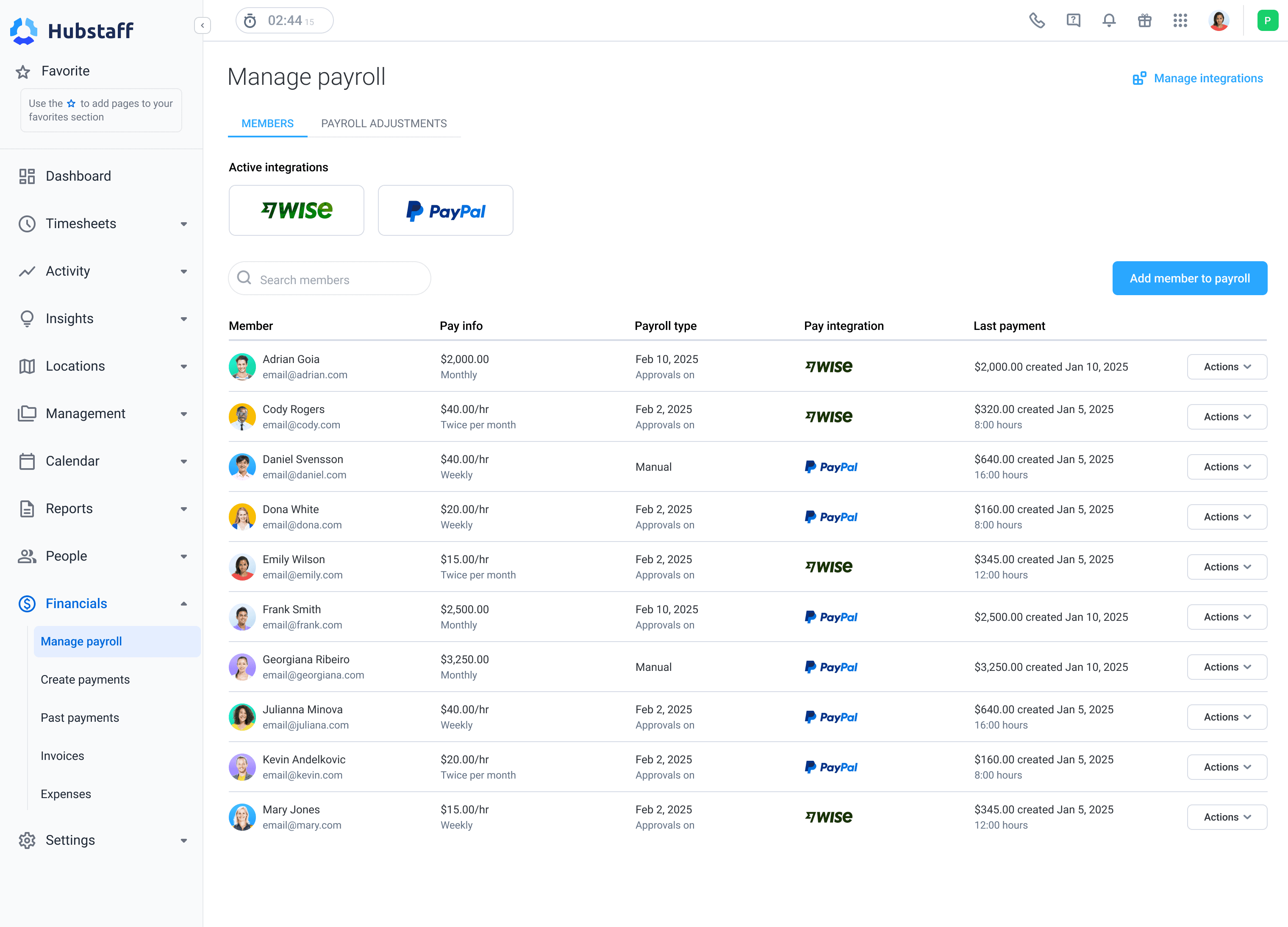 Automatically manage payroll with Hubstaff